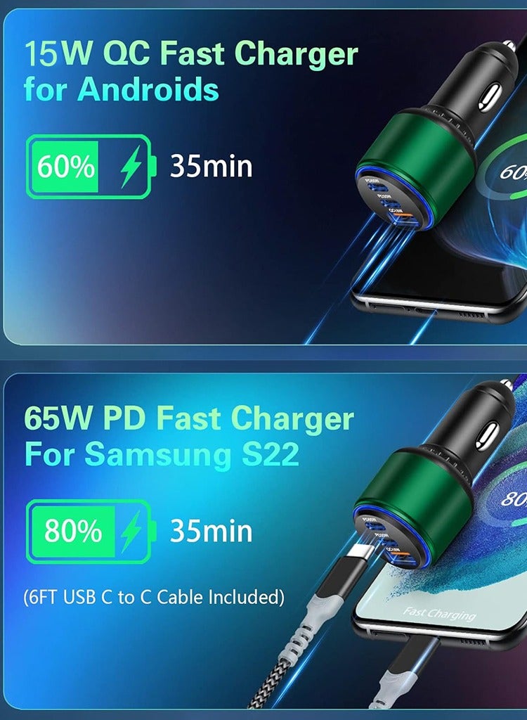 mpBLBERRI 95 Watts PD Car Charger with Type-C to Type-C Charging Cable MpBLBerri BLB-C204 - Image 3