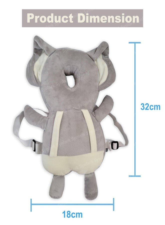 Synlark® Baby Head Protector Cushion Plush Soft Toy Early Learning Toy Fall Protection Helmet Baby Head Protector Child Adjustable Shoulder Strap (Grey-Elephant) - Image 5