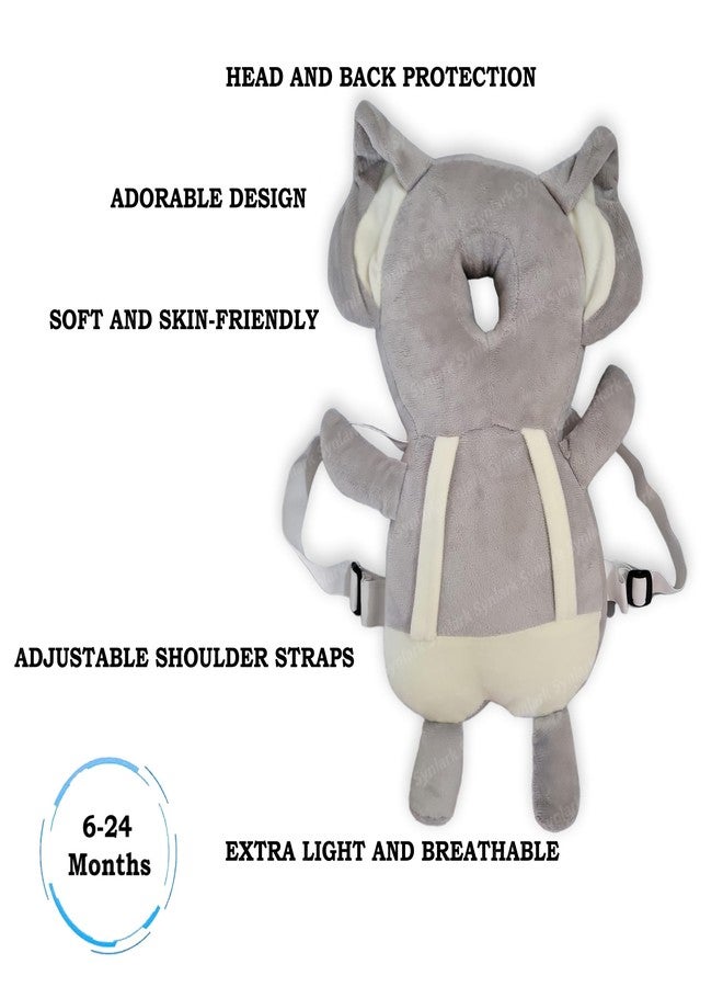 Synlark® Baby Head Protector Cushion Plush Soft Toy Early Learning Toy Fall Protection Helmet Baby Head Protector Child Adjustable Shoulder Strap (Grey-Elephant) - Image 2