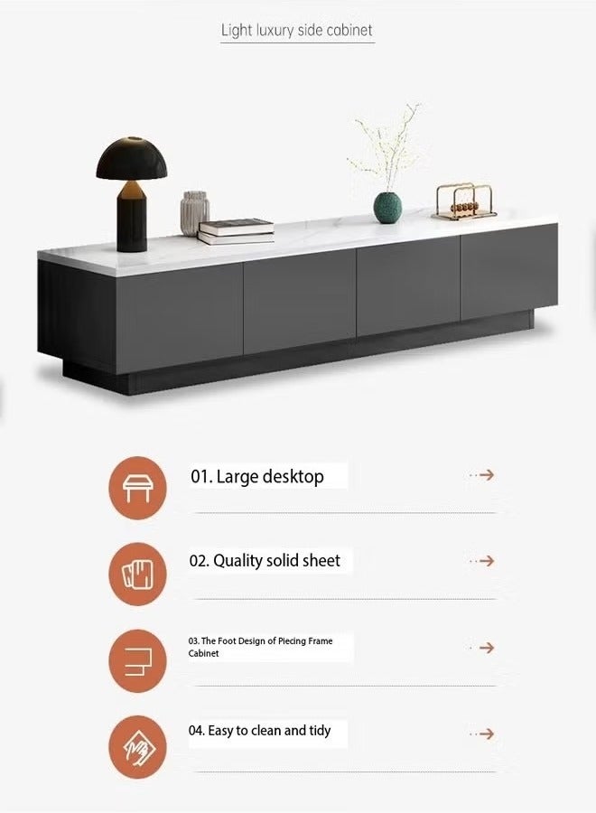 Raffine Modern Upgraded Minimalist Luxury Design TV Cabinet Silent Slide 4 Drawers Storage Rack Home Floor Cabinet Small Apartment Bedroom Nordic TV Table 15mm Thick Wood Furniture 160x30x29 cm - Image 3