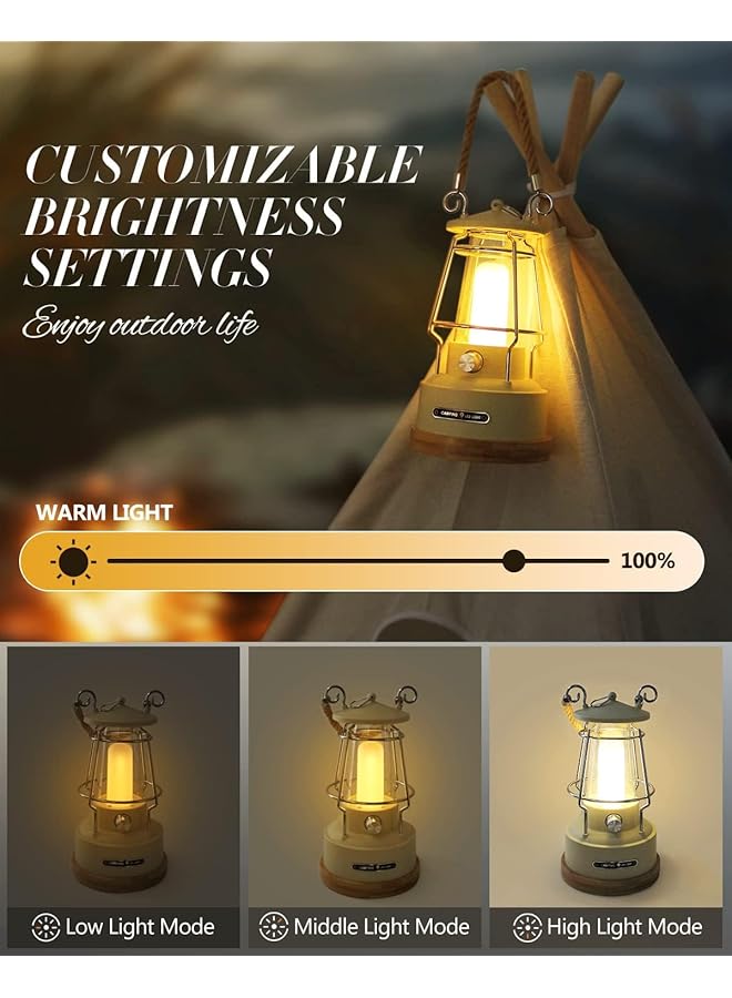 KASTWAVE Portable LED Camping Lantern 370LM Dimmable LED Vintage Battery Powered Lanterns Waterproof LED Retro Camping Lights for Camping Power Outages Hurricane Outdoors Home Décor (Rechargeable) - Image 2