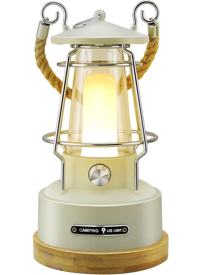 KASTWAVE Portable LED Camping Lantern 370LM Dimmable LED Vintage Battery Powered Lanterns Waterproof LED Retro Camping Lights for Camping Power Outages Hurricane Outdoors Home Décor (Rechargeable) - Image 1