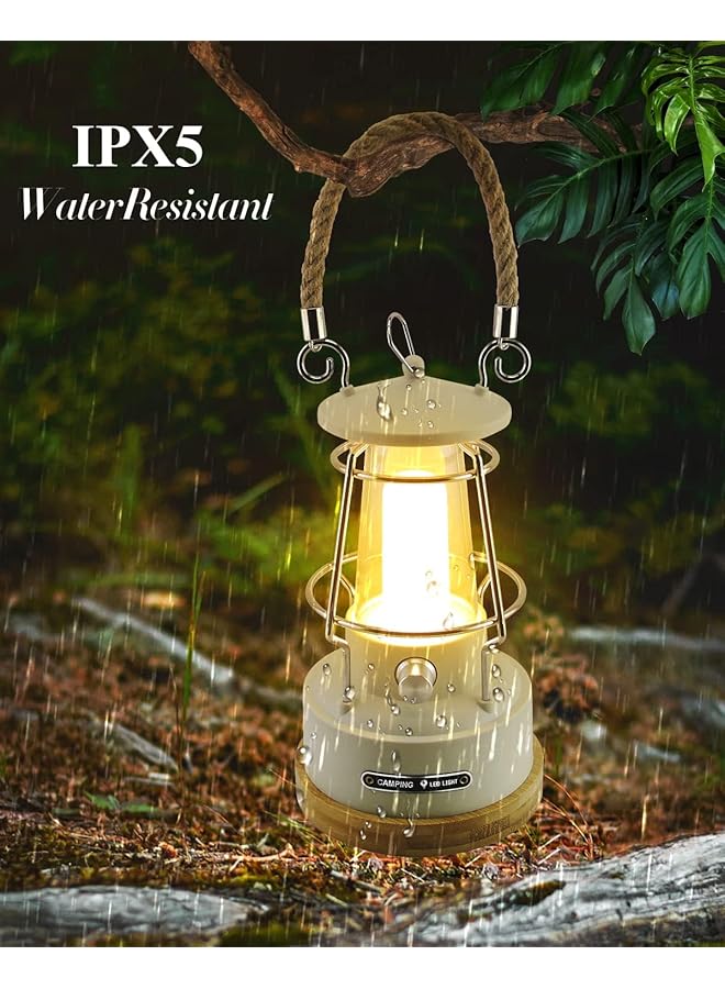 KASTWAVE Portable LED Camping Lantern 370LM Dimmable LED Vintage Battery Powered Lanterns Waterproof LED Retro Camping Lights for Camping Power Outages Hurricane Outdoors Home Décor (Rechargeable) - Image 5