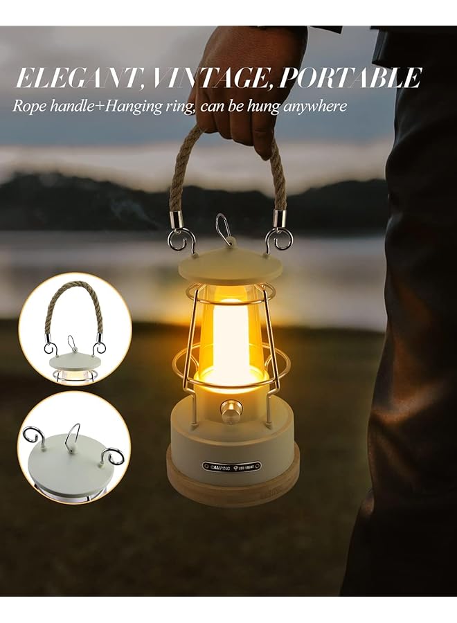 KASTWAVE Portable LED Camping Lantern 370LM Dimmable LED Vintage Battery Powered Lanterns Waterproof LED Retro Camping Lights for Camping Power Outages Hurricane Outdoors Home Décor (Rechargeable) - Image 3