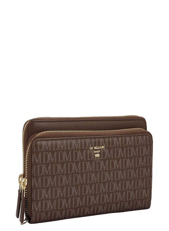 Da Milano Zip Leather Wallet for Women - Brown - Image 2