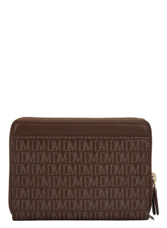 Da Milano Zip Leather Wallet for Women - Brown - Image 3