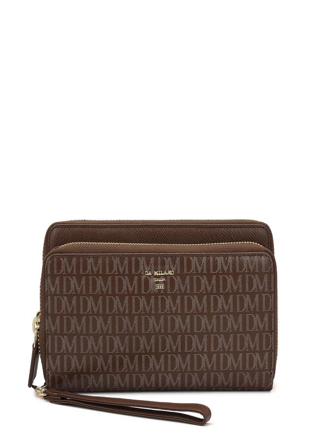 Da Milano Zip Leather Wallet for Women - Brown - Image 1