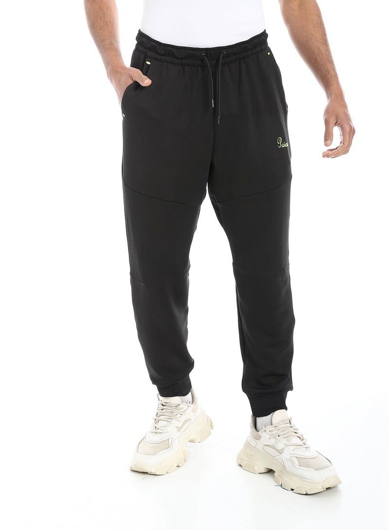 Pavone Black Elastic Waist with Drawstring Sweatpants - Image 2