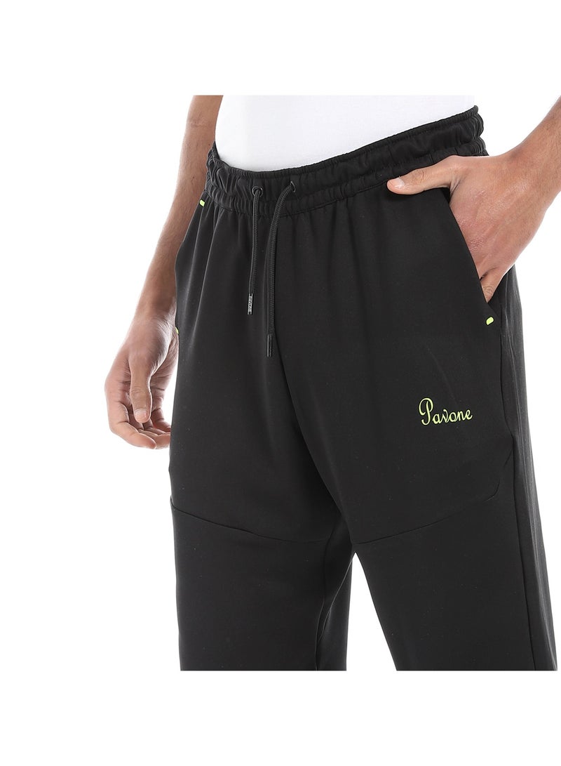 Pavone Black Elastic Waist with Drawstring Sweatpants - Image 4