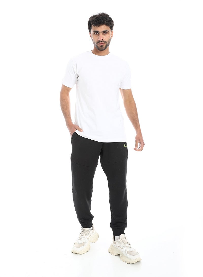 Pavone Black Elastic Waist with Drawstring Sweatpants - Image 5