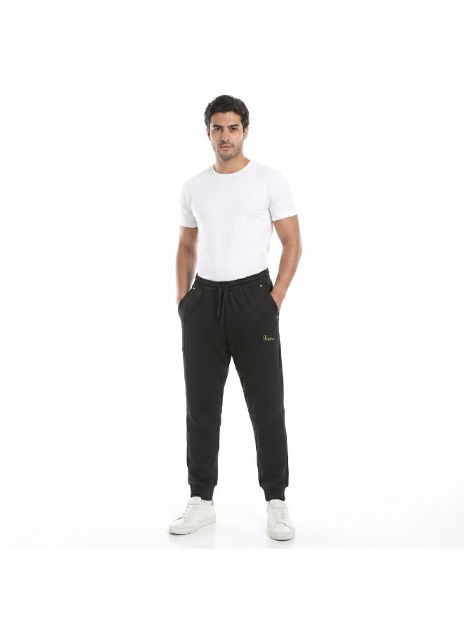 PAVONE Men's Black Cotton Sweatpants - Elastic Waistband with Drawstring & Pockets - Comfortable Slim Fit Sports Pants for Gym, Training & Casual Wear - Image 4