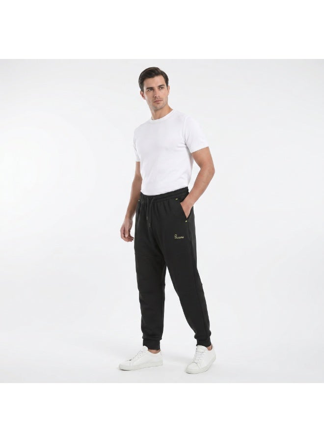 PAVONE Men's Black Cotton Sweatpants - Elastic Waistband with Drawstring & Pockets - Comfortable Slim Fit Sports Pants for Gym, Training & Casual Wear - Image 5