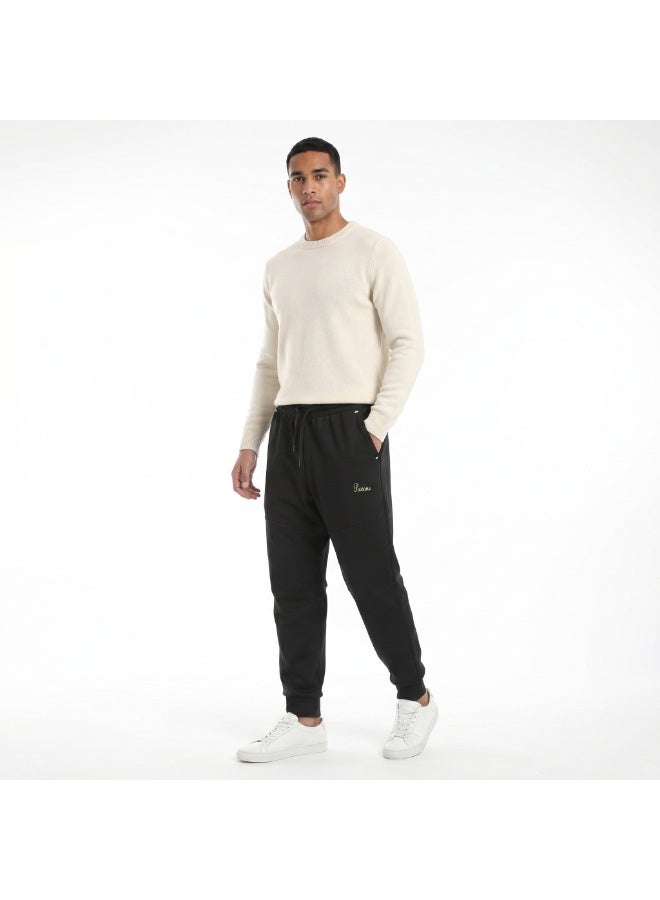PAVONE Men's Black Cotton Sweatpants - Elastic Waistband with Drawstring & Pockets - Comfortable Slim Fit Sports Pants for Gym, Training & Casual Wear - Image 3