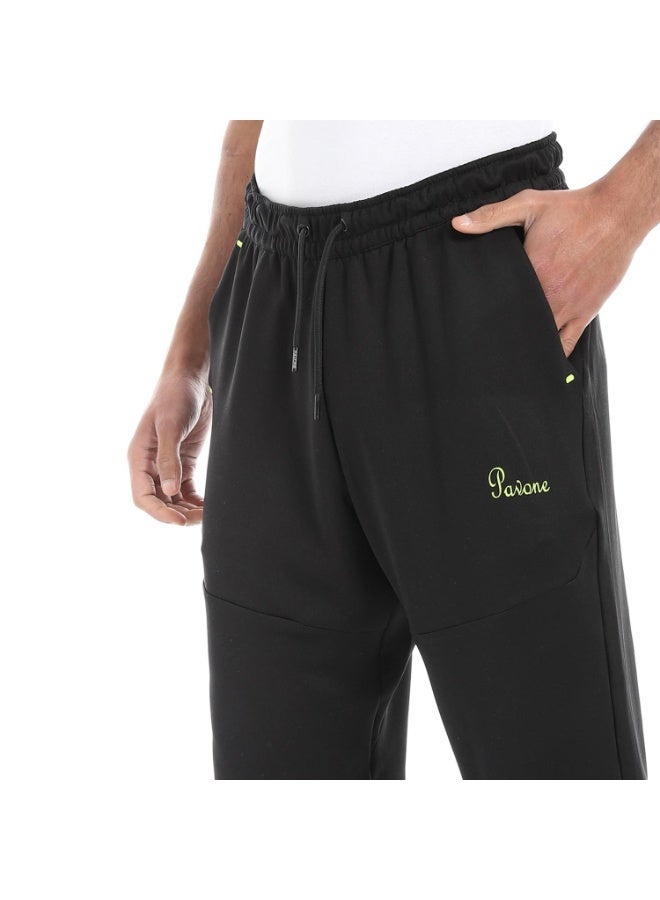 PAVONE Men's Black Sweatpants - Elastic Waistband with Drawstring & Pockets - Comfortable Slim Fit Sports Pants for Gym, Training & Casual Wear - Image 4