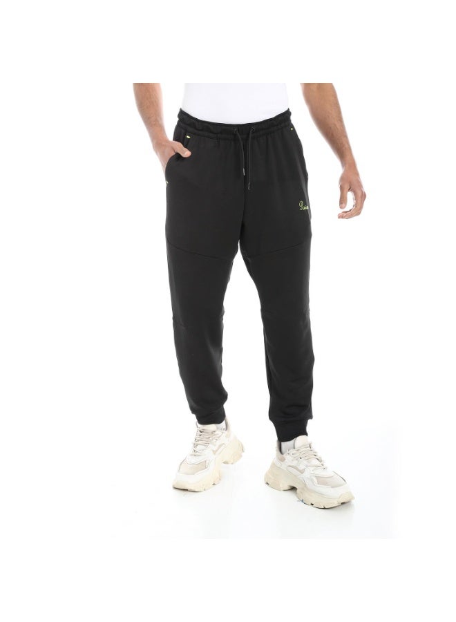 PAVONE Men's Black Sweatpants - Elastic Waistband with Drawstring & Pockets - Comfortable Slim Fit Sports Pants for Gym, Training & Casual Wear - Image 2
