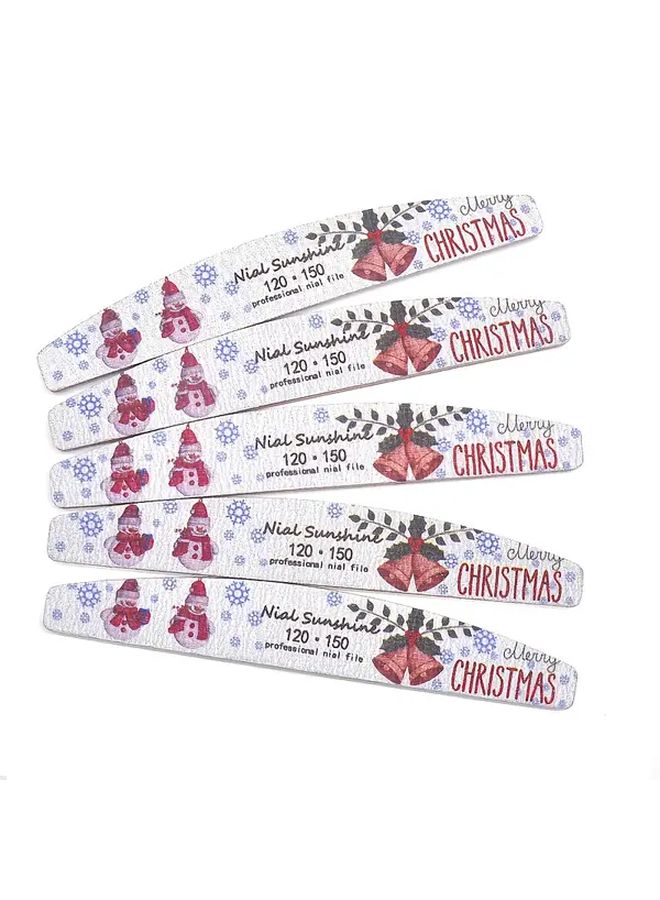 5 PCs 100 180 Grit Christmas Santa Claus Nail Files Manicure Set Salon Tools - Image 3