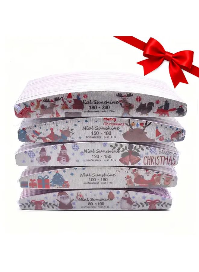 5 PCs 100 180 Grit Christmas Santa Claus Nail Files Manicure Set Salon Tools - Image 1