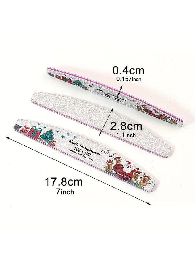 5 PCs 100 180 Grit Christmas Santa Claus Nail Files Manicure Set Salon Tools - Image 4