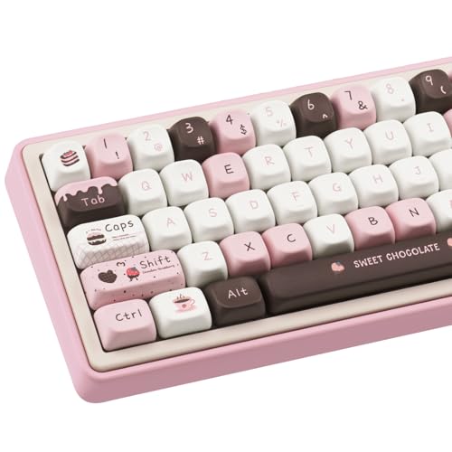 COOMICKEY PBT Keycaps 145 Keys, Dye Sublimation PBT Custom Keycap Set, Pink Chocolate Keycaps, Cute Key Cap FOA Profile Keyboard Keycap Set for Cherry Gateron MX Switches Mechanical Keyboard - Image 1