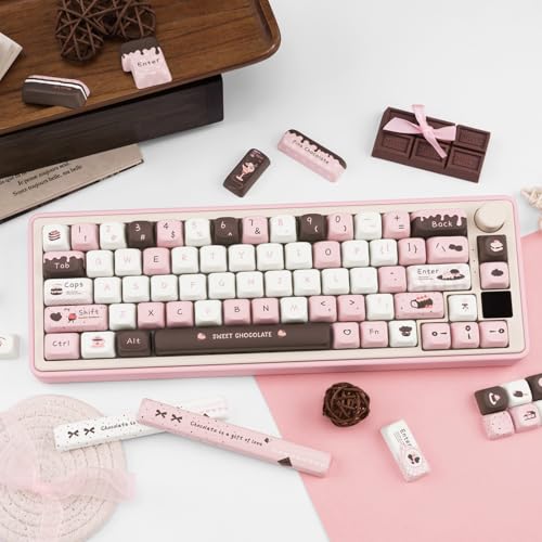 COOMICKEY PBT Keycaps 145 Keys, Dye Sublimation PBT Custom Keycap Set, Pink Chocolate Keycaps, Cute Key Cap FOA Profile Keyboard Keycap Set for Cherry Gateron MX Switches Mechanical Keyboard - Image 4