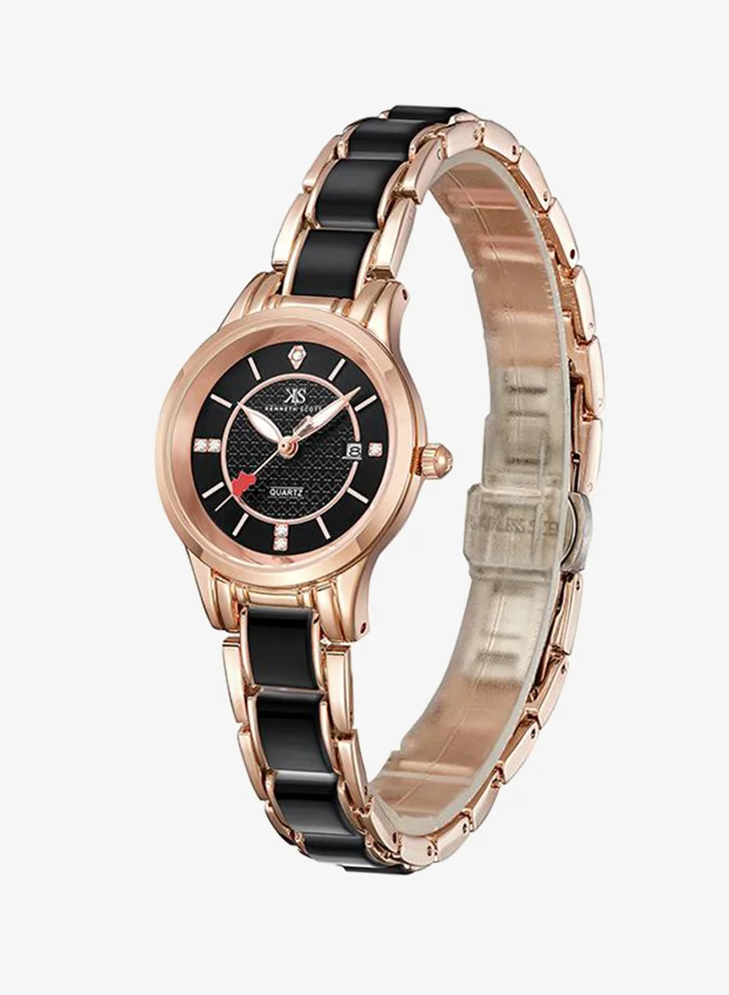 Kenneth Scott Black Women's Ceramic + Metal Analog Watch K23517-RCBB - 30 mm for Women | Best Price UAE