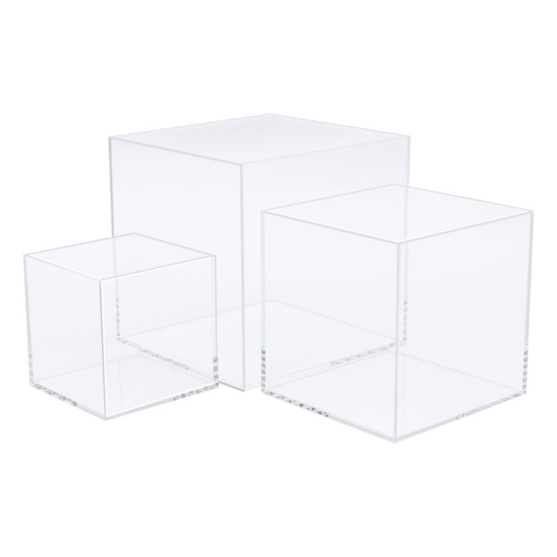 Cliselda Cliselda 3pcs Clear Acrylic Display Boxes Acrylic Cube Stand Risers Plastic Square Containers Decorative Acrylic Storage Boxes for CollectiblesWedding Party Treats Jewelry  Box without Lid 
