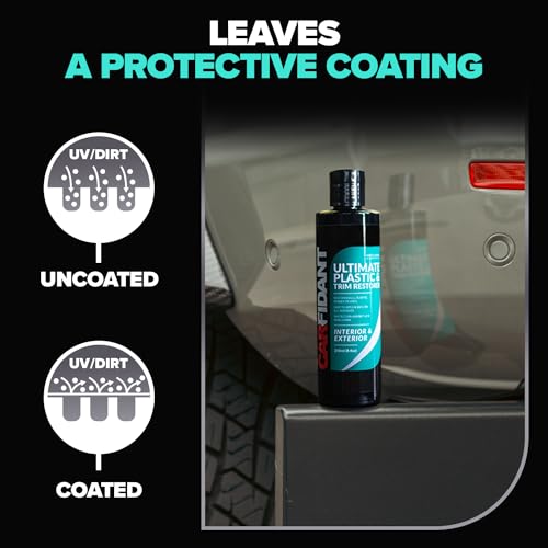 Carfidant Plastic Restorer for Cars – Refreshes Faded Plastic, Vinyl & Rubber Trim with Polish for Deep Shine – Protects Against UV & Dirt – Black Exterior & Interior Care for Detailing - 8.4 fl. Oz. - Image 3