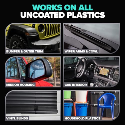 Carfidant Plastic Restorer for Cars – Refreshes Faded Plastic, Vinyl & Rubber Trim with Polish for Deep Shine – Protects Against UV & Dirt – Black Exterior & Interior Care for Detailing - 8.4 fl. Oz. - Image 4