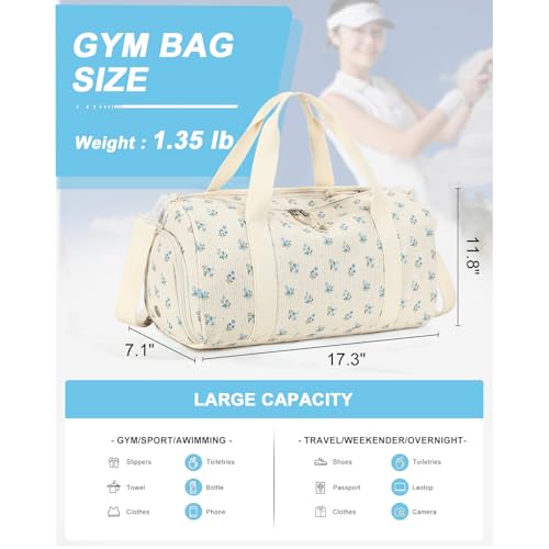 BTOOP Duffle Bag for Gym Sports Women Girls Workout Travel Bag Weekender with Shoe Compartment and Wet Pocket - Image 3