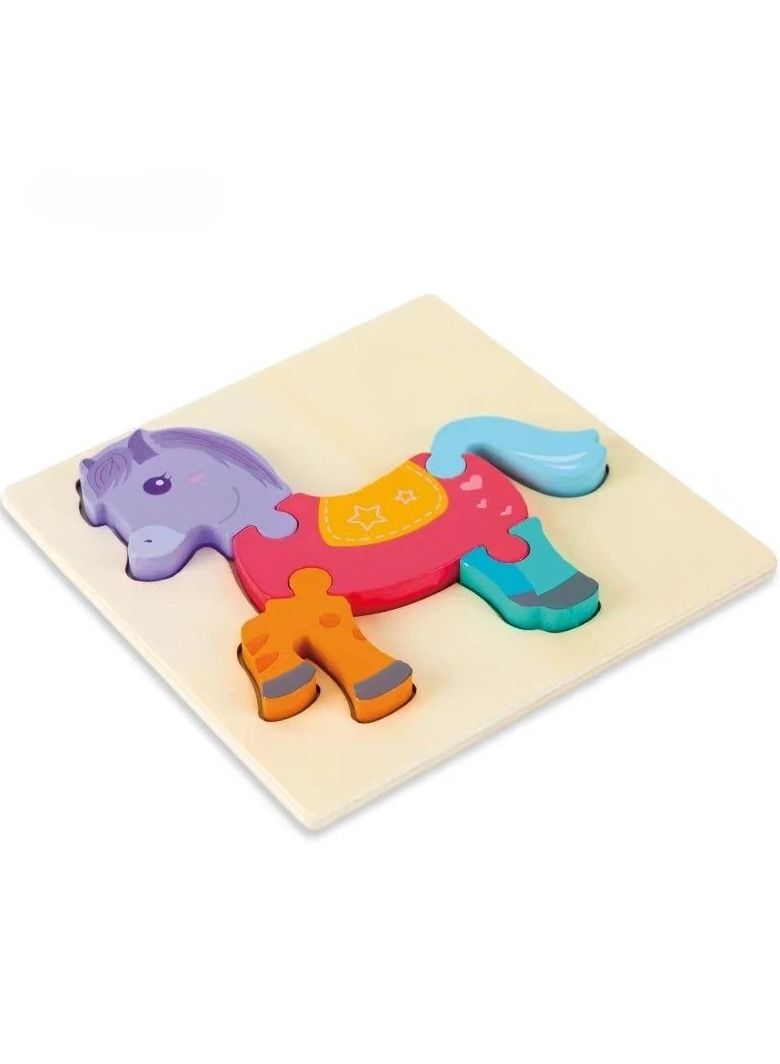 ثلاثية الأبعاد خشبية اليد استيعاب أحجية الصور المقطوعة ماكارونس الأطفال الصغار الكرتون الحيوان النقل التعليم المبكر التنوير تجميعها اللعب - Image 1