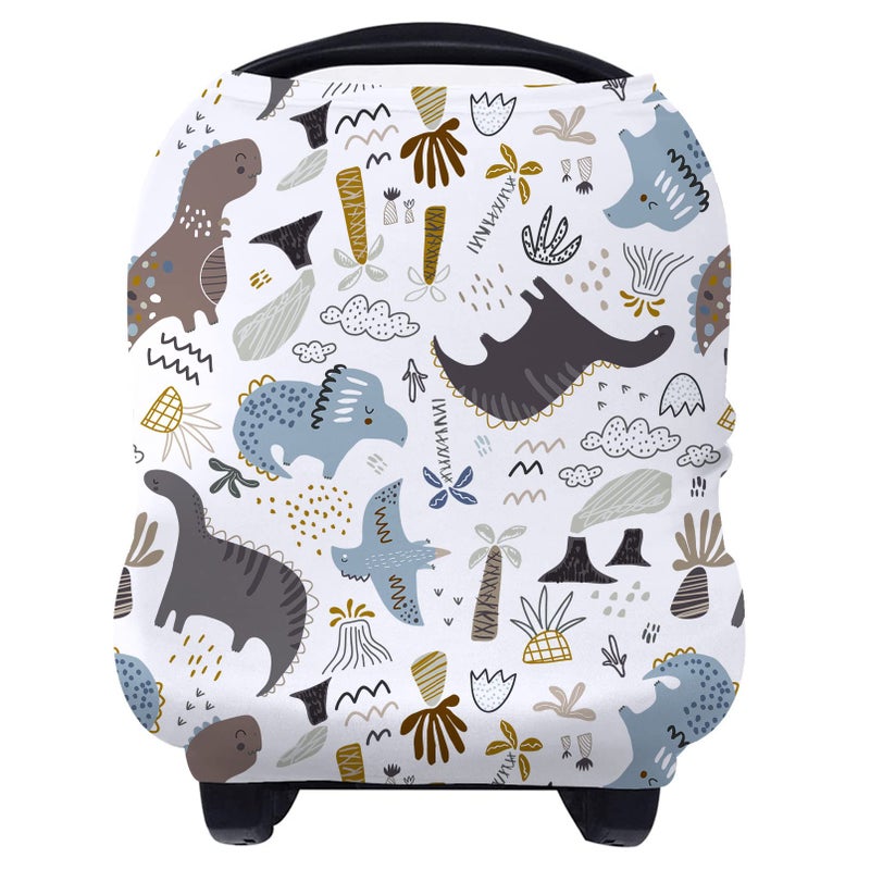 Yoofoss Nursing Cover Breastfeeding Scarf - Baby Car Seat Covers, Infant Stroller Cover, Strechy Carseat Canopy for Boys and Girls (Dinosaur) - Image 1