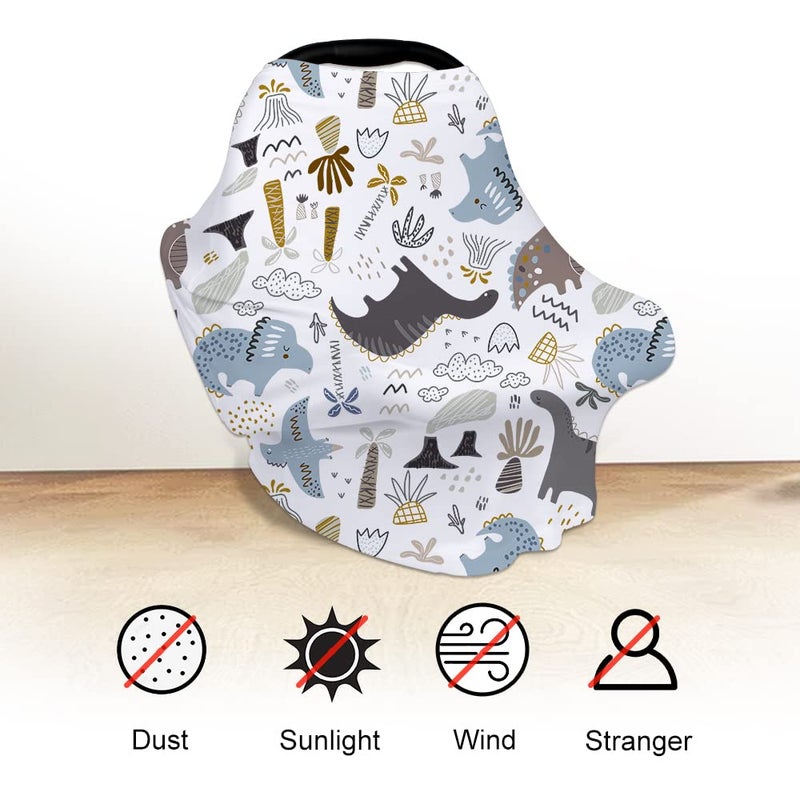 Yoofoss Nursing Cover Breastfeeding Scarf - Baby Car Seat Covers, Infant Stroller Cover, Strechy Carseat Canopy for Boys and Girls (Dinosaur) - Image 4