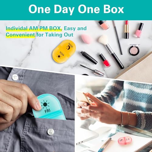 INKULTURE Weekly Medicine Organizer Box 02 Times a Day, Daily Tablets Container Case Travel Pill Box For 07 days | Black And Multicolor | 01 Pcs - Image 2
