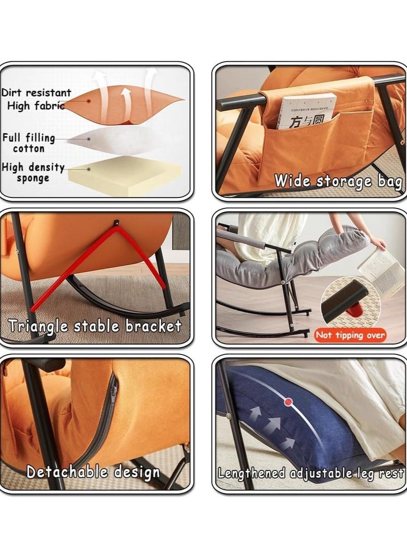 Generic - Lazy Back Rocking Chair, Leisure Soft Recliner, Height Adjustable, With Storage Bag and Leg Supporter, Lazy Sofa Rocking Chair, Reclining and Sleeping, for Balcony, Home - Image 1