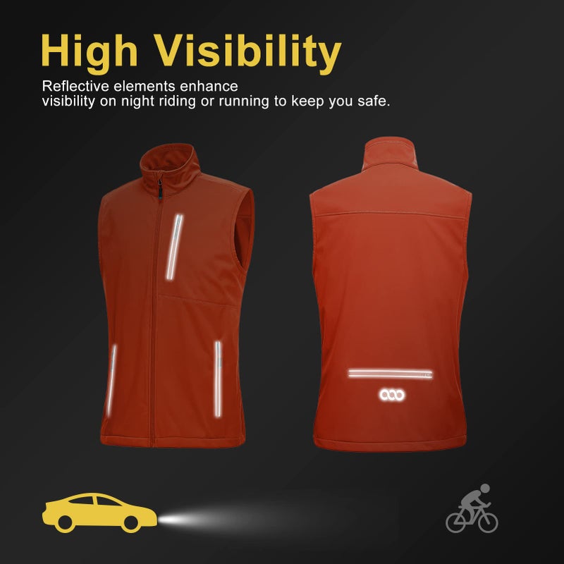 33,000ft Men's Windproof Lightweight Golf Vest Outerwear with Pockets, Softshell Sleeveless Jacket for Running Hiking Sports - Image 5