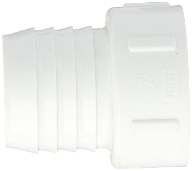 Spears Manufacturing Spears 474 Series PVC Pipe Fitting, Adapter, Schedule 40, White, 2"Barbed x 2" Socket  - Image 2