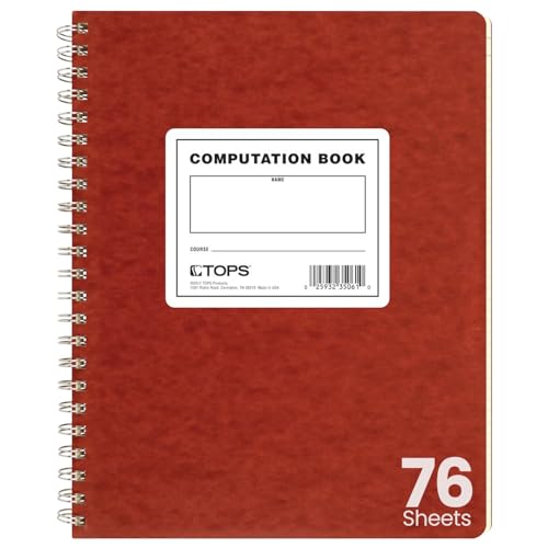TOPS Computation Book, 11.75 x 9.5 Inches, Double Wire, 152 Numbered Pages, Quadrille Ruled, 76 Sheets, White, (35061), Composition - Image 1
