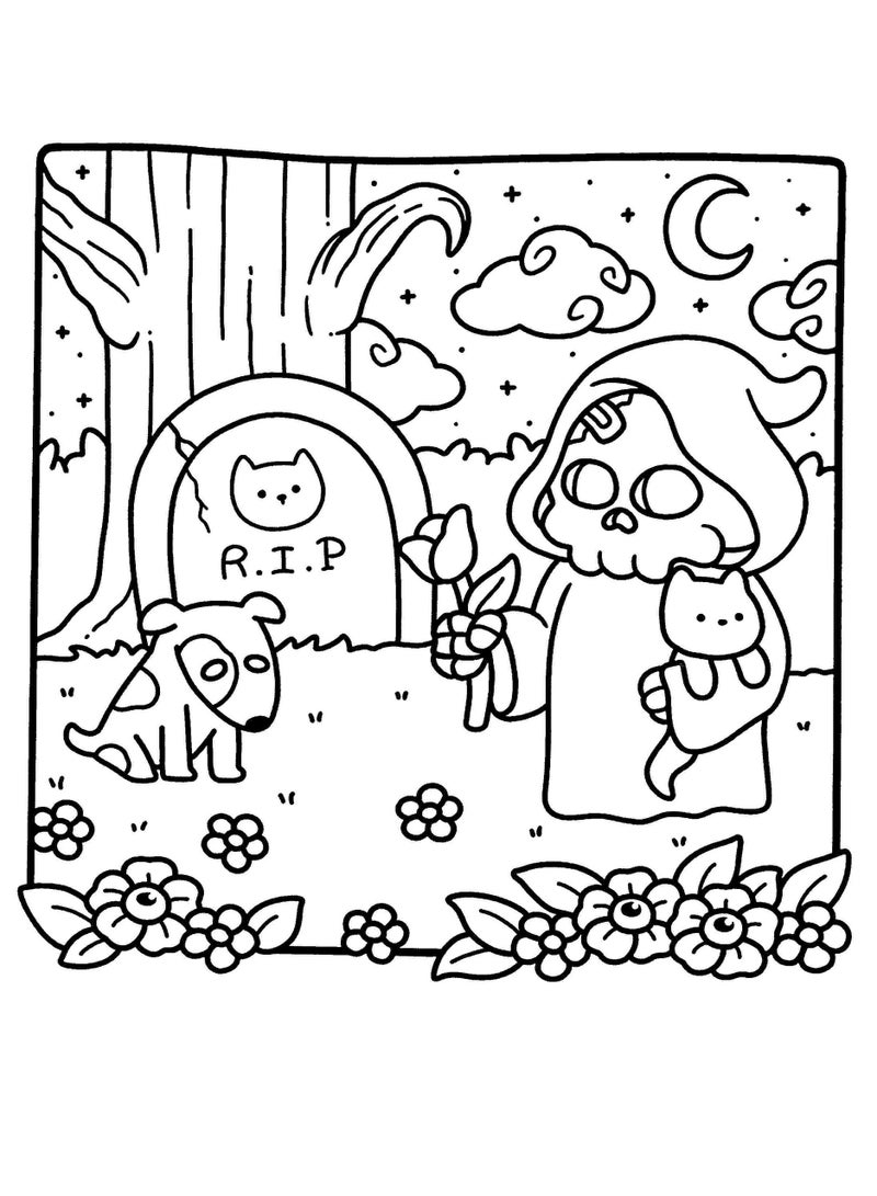 Spooky Cutie كتاب التلوين للبالغين والمراهقين مع مخلوقات مخيفة رائعة في لحظات صحية مريحة للاسترخاء - Image 2