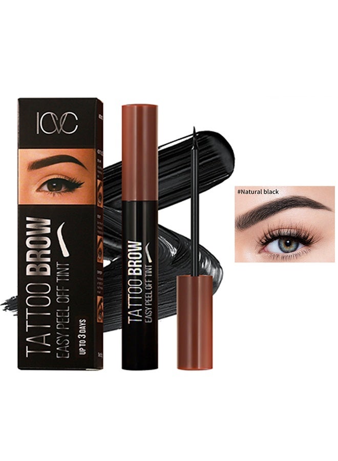 ICVC Tattoo Brow Easy Peel Off Tint,3 Days Peel Off Tint Tattoo Eyebrow Gel Enriched with Royal Jelly and Aloe Vera Waterproof and Smudge proof Peel Off Tint Natural Black #01 - Image 1