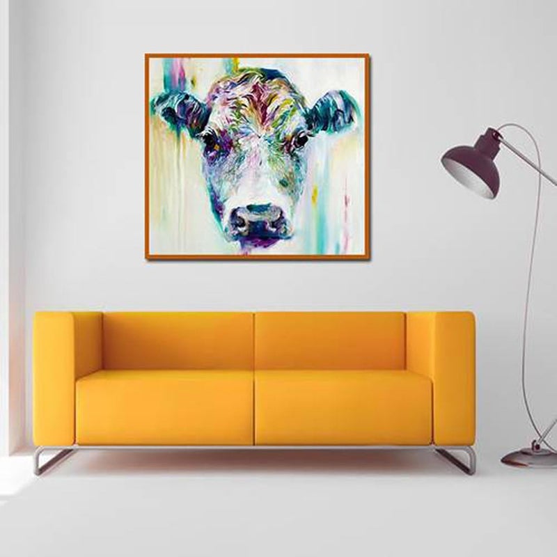 Wowdecor Wall Art Pictures Canvas Prints - Colorful Forest Animal World Giclee Pictures Paintings Printed Pictures on Canvas, Posters Wall Decor Gift - UNFRAMED (Colorful Cow, XL) - Image 2