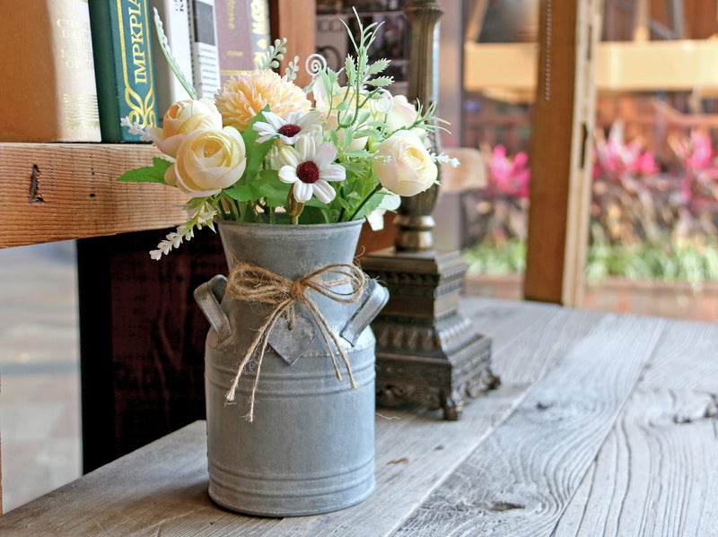 Venalys Vintage Galvanized Milk Can, Farmhouse Decorative Flower Vase, Rustic French Country Metal Jug for Home Decor,7.2'' Hâ€¦ - Image 2