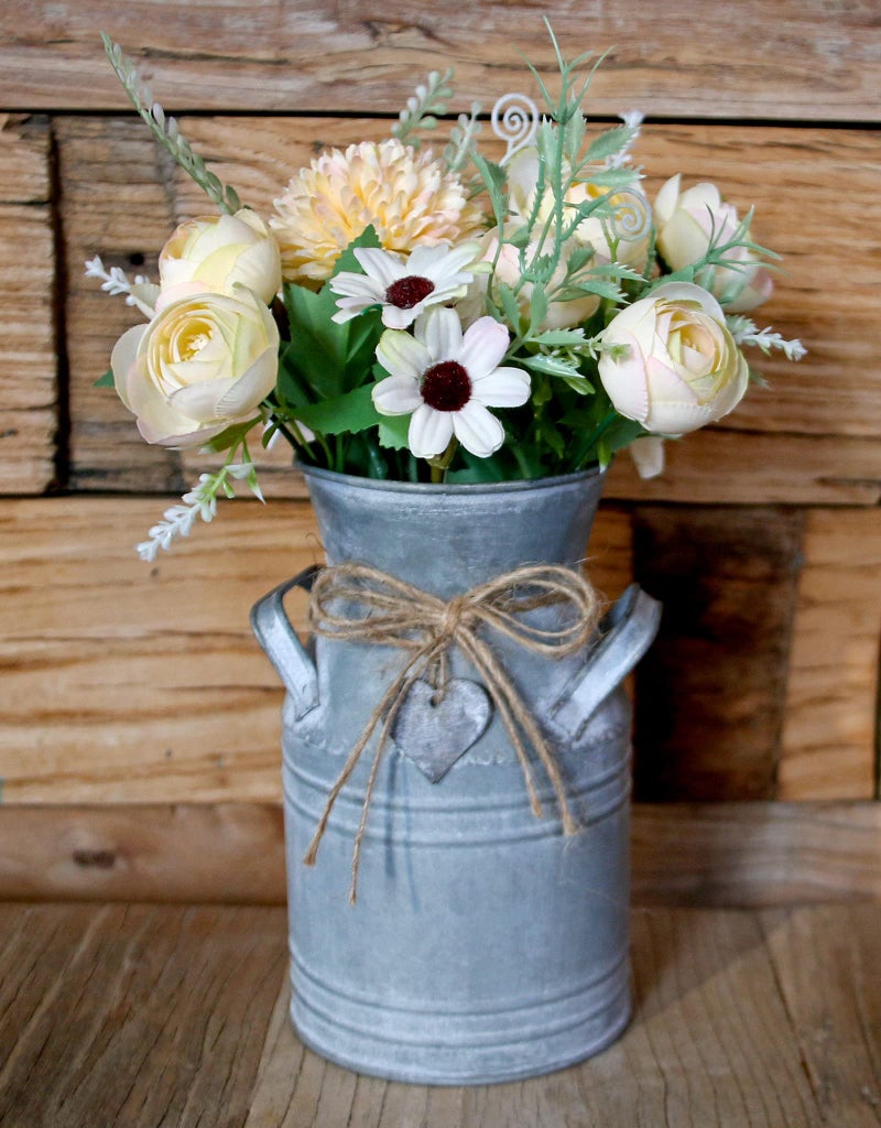 Venalys Vintage Galvanized Milk Can, Farmhouse Decorative Flower Vase, Rustic French Country Metal Jug for Home Decor,7.2'' Hâ€¦ - Image 1