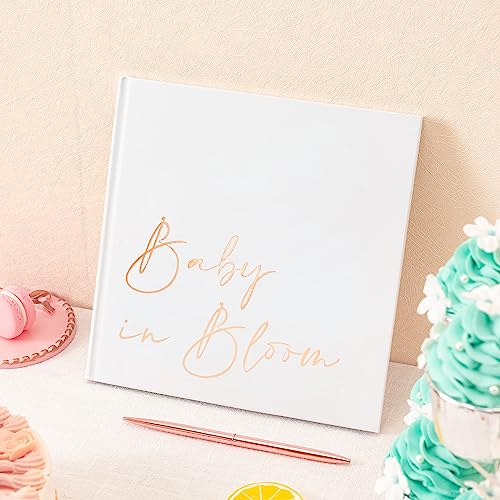 Calculs Baby in Bloom Picture Book Polaroid Baby Shower Guest Book Babies Scrapbook, White Cover, Rose Gold Foil Stamping, Blank White Pages - Image 4