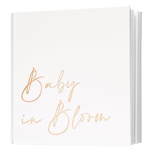 Calculs Baby in Bloom Picture Book Polaroid Baby Shower Guest Book Babies Scrapbook, White Cover, Rose Gold Foil Stamping, Blank White Pages - Image 1