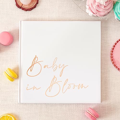 Calculs Baby in Bloom Picture Book Polaroid Baby Shower Guest Book Babies Scrapbook, White Cover, Rose Gold Foil Stamping, Blank White Pages - Image 3