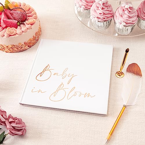 Calculs Baby in Bloom Picture Book Polaroid Baby Shower Guest Book Babies Scrapbook, White Cover, Rose Gold Foil Stamping, Blank White Pages - Image 5