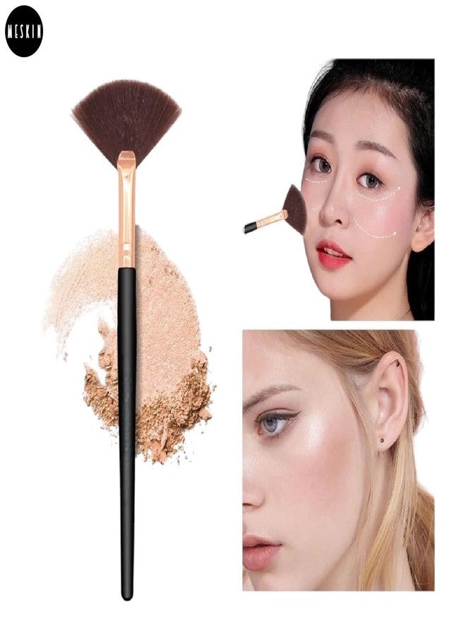 MESKIN Small Fan-Shaped Makeup Brush for Highlighter Contour Blush | Precision Face Makeup Brush for Powder Cream Liquid | Professional Beauty Tool (Pack of 1) - Image 2