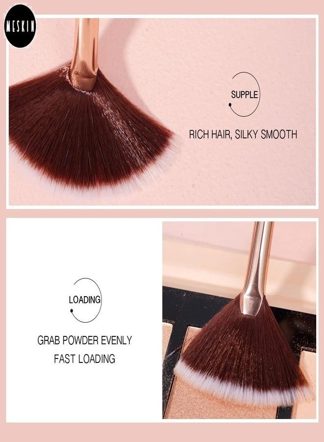 MESKIN Small Fan-Shaped Makeup Brush for Highlighter Contour Blush | Precision Face Makeup Brush for Powder Cream Liquid | Professional Beauty Tool (Pack of 1) - Image 3