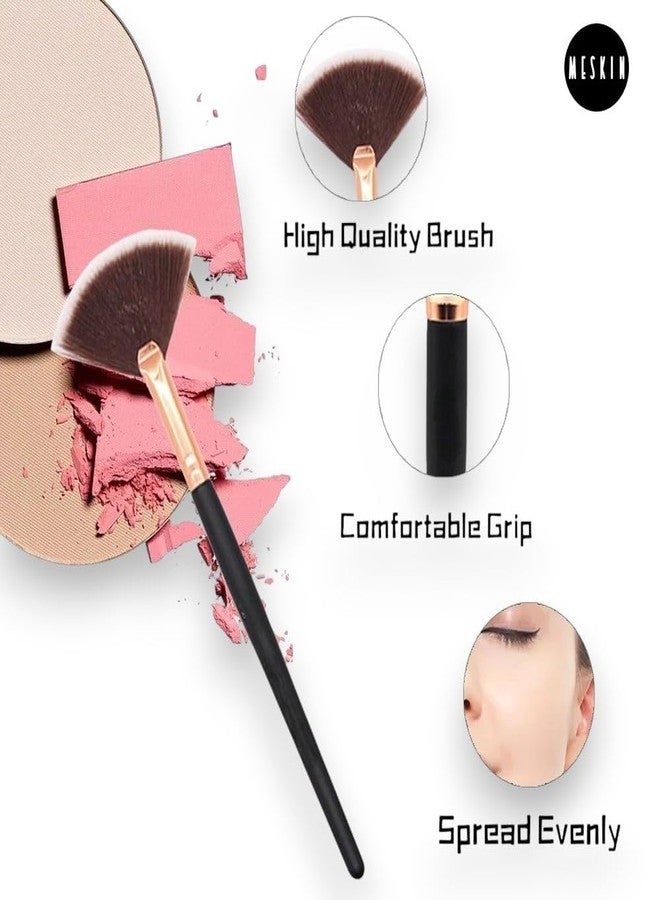 MESKIN Small Fan-Shaped Makeup Brush for Highlighter Contour Blush | Precision Face Makeup Brush for Powder Cream Liquid | Professional Beauty Tool (Pack of 1) - Image 5