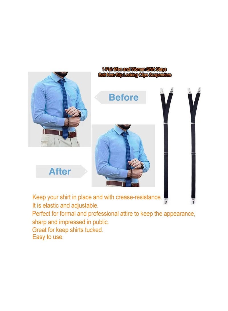 1-Pair Men Shirt Stays Belt Non-slip Locking Clips,Keep Shirt Neating Tucked Leg Thigh Suspender Garters Strap,Adjustable Locking Clamps - Image 3